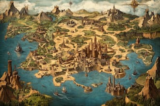 make fantasy map illustration for map