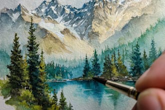 paint realistic landscape watercolor painting illustration