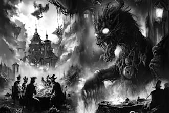 draw black and white ink and pencil illustration
