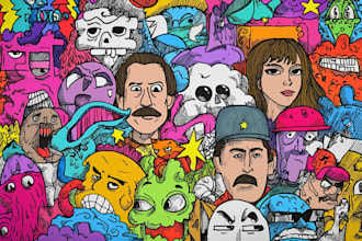 design amazing wall art, decal, mural, doodles, cartoon