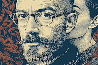design a custom linocut style portrait for you