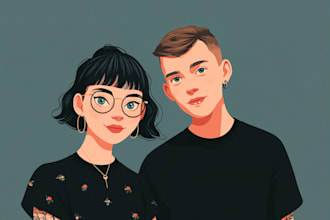 draw custom couple vector portrait