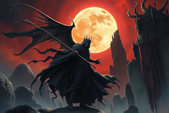 design an original sci fi, horror, romance, fantasy  illustration art