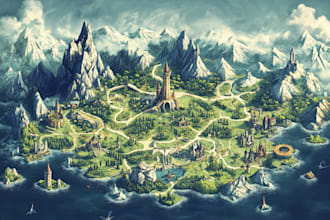 make fantasy map illustration for map