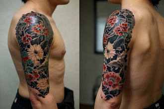 make a super artistic tattoo designs in japanese style