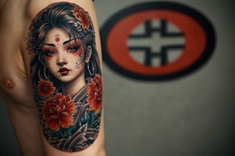 do a super artistic tattoo designs in japanese style