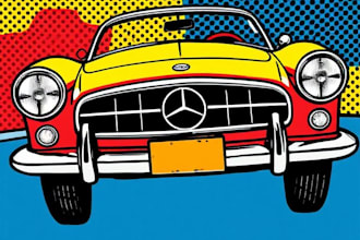 classic car pop art roy lichtenstein style