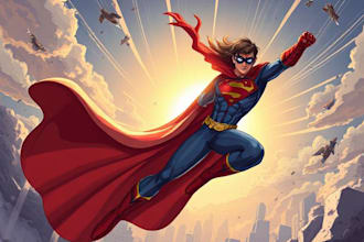 illustrate a superhero pop art portraitsstyle