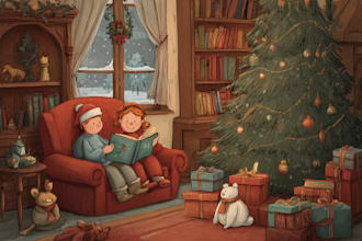 christmas children story book illustration book illustration