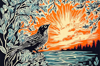 create awesome linocut illustration art