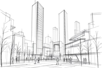 hand draw architecture and urban design sketches