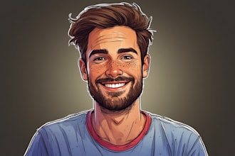 create a stunning watercolor digital portrait with a comic