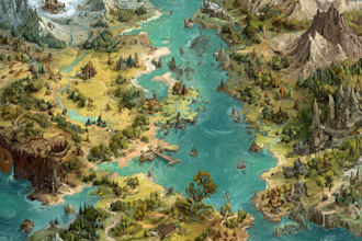 do fantasy map illustration with fantasy art