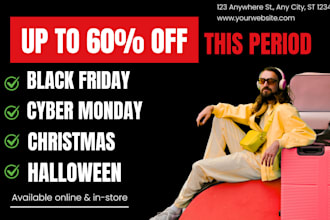 design black friday sales cyber monday christmas halloween event flyers