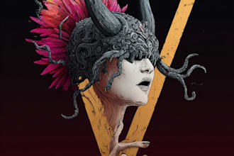 design cyberpunk and fantasy character splash art