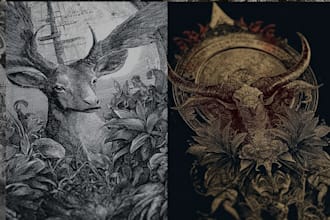 create dark art and heavy death metal illustration