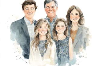 create a watercolor family portrait