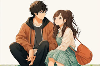make a anime couple character art anime style