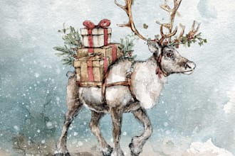 draw christmas couple family or pet portrait
