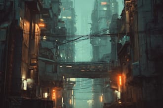 design an illustration of futuristic cyberpunk city