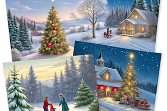 illustrate christmas illustrations and cards for you