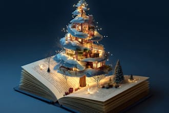 illustrate christmas story book, children story book