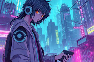 create cyberpunk anime style illustration for you