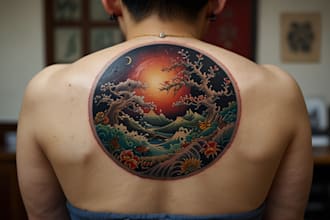 draw a tattoo design in japanese style