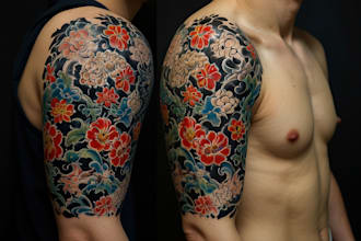 illustrate a super artistic tattoo designs in japanese style