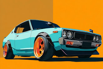 do car custom digital watercolor portrait, car painting