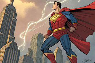 do a superhero comic, comic art, comic cover art