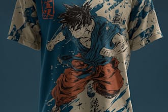 make a japanese t shirt illustration
