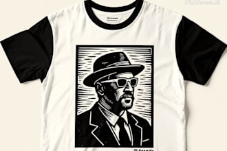 create linocut t shirt design for brands