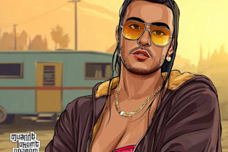 amazing gta style cartoon portrait from your photo