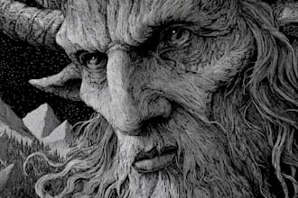 draw dark art illustration for t shirt merchadise