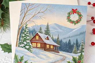 create a beautiful illustrated christmas card