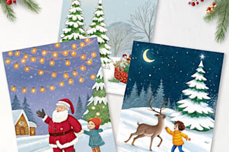 make christmas illustrations and cards for you