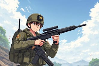 draw military themed anime and tactical for you
