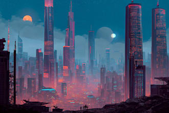 design futuristic cyberpunk cityscapes in high detail