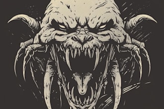 design horror fun creature logo art