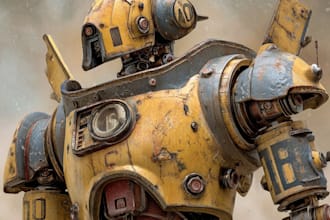 design unique and detailed mecha robots or concept