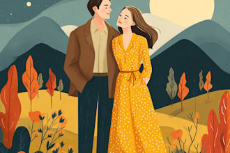 create cartoon disney couple portrait