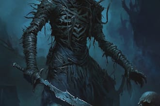 design an fantasy horror villain or character illustration