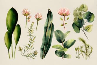 paint watercolor botanical illustrations for branding
