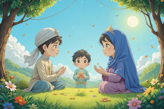 illustrate islamic muslim children story book illustration