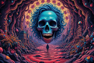 do amazing art retro horror, stoner, psychedelic