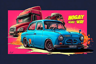 create cartoon car illustration with comic style