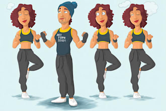 design a cute cartoon yoga instructor character