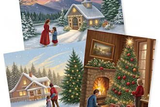 draw christmas illustrations and cards for you