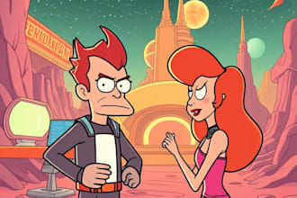 draw a cartoon futurama style portrait